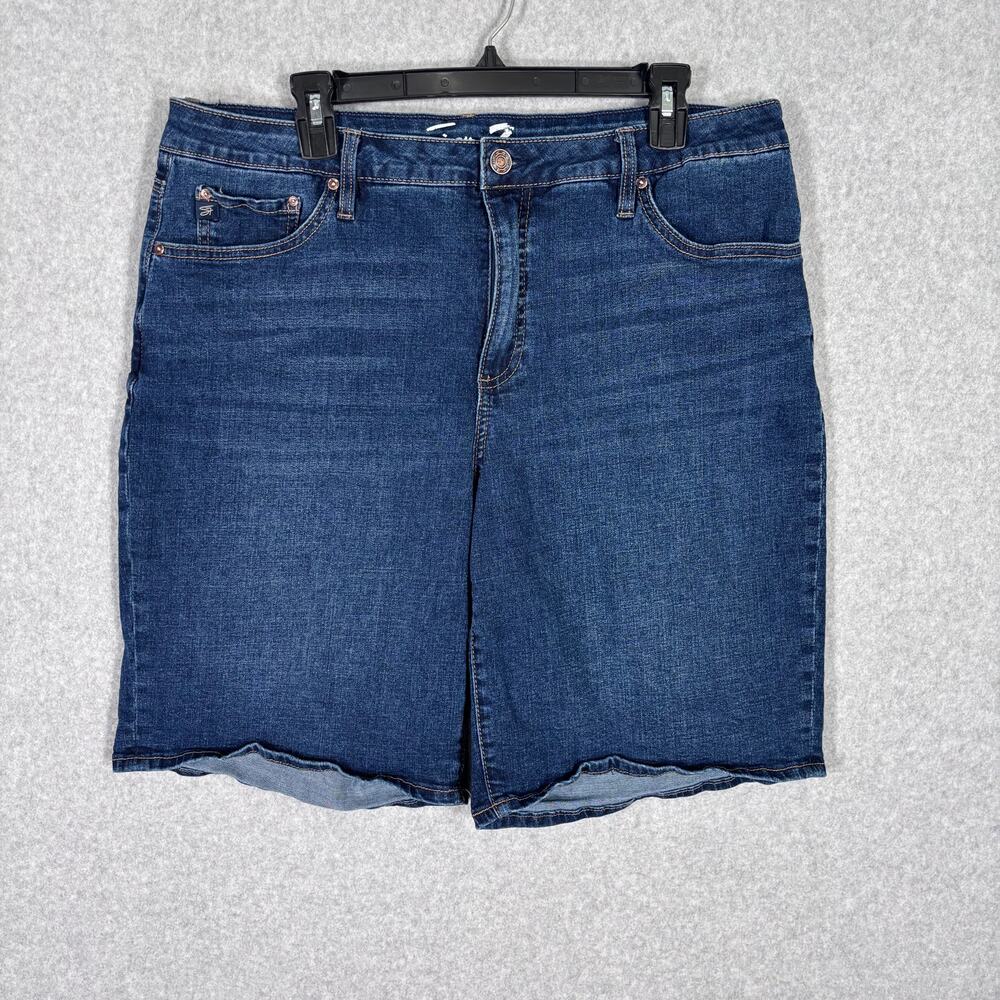 Seven 7 Jean Shorts 16 Blue Bermuda Stretch High Rise Casual Classic 10" Inseam
